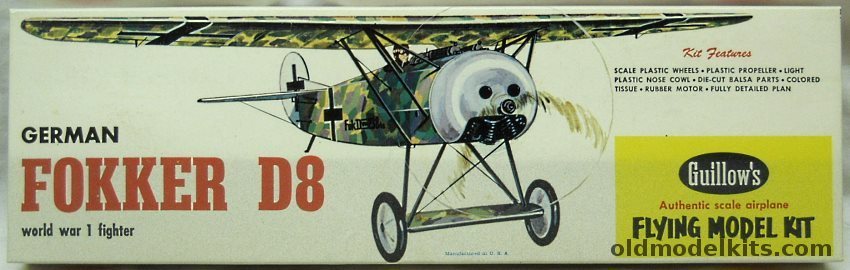 Guillows Fokker D-VIII Flying Razor - 18 inch Wingspan Rubber Powered Balsa Wood Kit, WW-9 plastic model kit